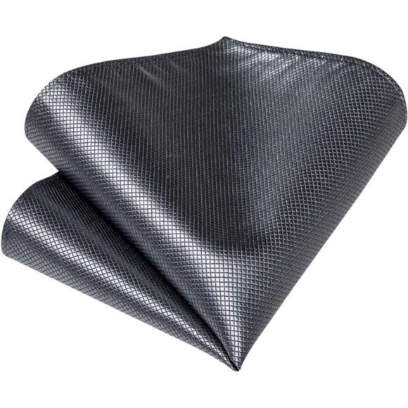 Mens Solid Color Tie & Pocket Square Set Woven Silk Plain Necktie & Handkerchief - Picture 5 of 6